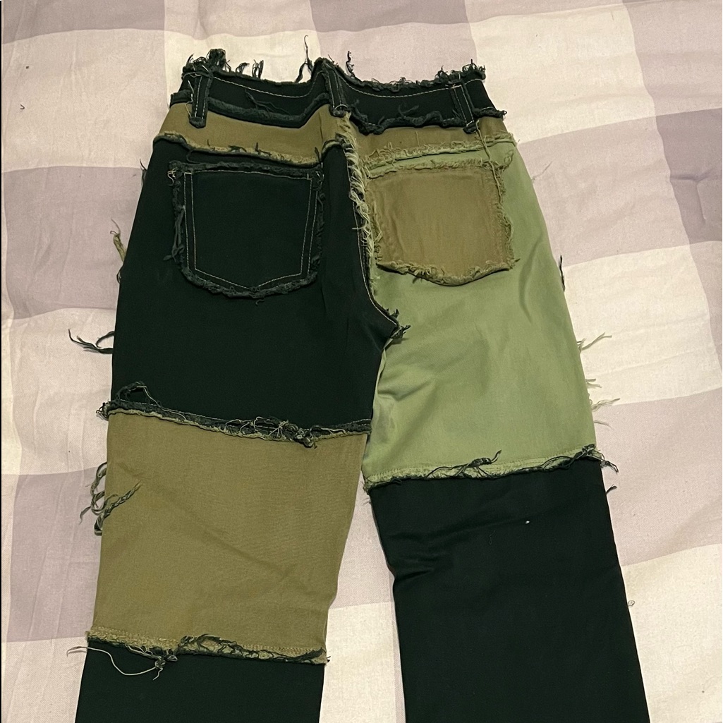 Green Patchwork Pants